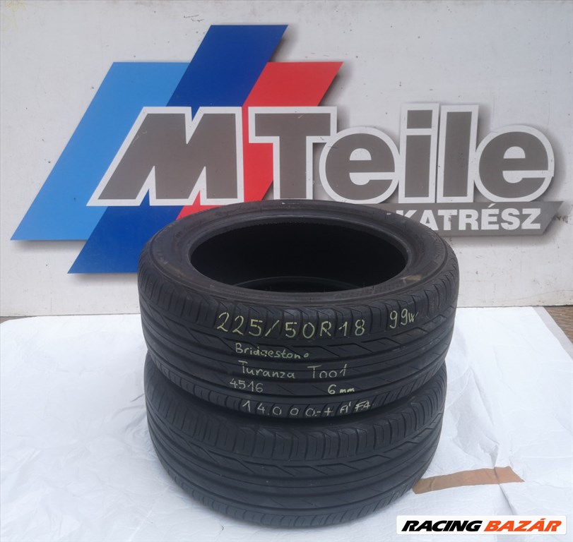 ÁR/2DB! [GYÁRI HASZNÁLT] NYÁRI GUMI - 225/50 R18 - 99W - BRIDGESTONE - TURANZA T001 - DOT: 4516; 6mm 1. kép